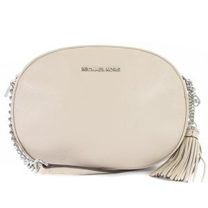 チェーンショルダーバッグ レザー ロゴ べージュ