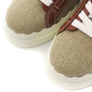 Chloe LAUREN スニーカー リネン レザー ロゴリボン 23.0cm ブラウン