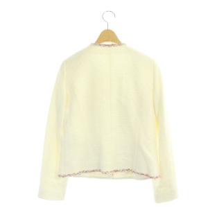 ANAYI スプリングツイード ノーカラージャケット アウター オフホワイト マルチカラー