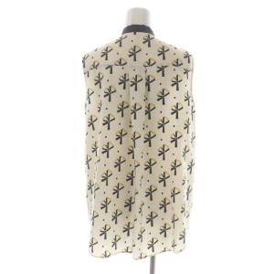 Grace Class セットアップ 上下 ベルトモチーフボウタイノースリーブ ブラウス 前開き プリーツスカート ロング 総柄 38 ライトベージュ