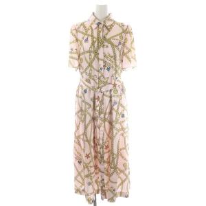 23SS チェーンマリンプリントワンピース シャツ ロング 半袖 ベルト付き インナー付き 38