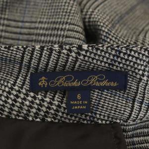 Brooks Brothers シックツイード グレンチェック ワイドパンツ ジッパーフライ ウール 6 黒 ベージュ 青