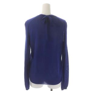 Drawer バックリボンカシミヤシルクオーバーニット セーター 長袖 Vネック 2 青 ブルー