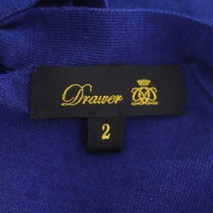 Drawer バックリボンカシミヤシルクオーバーニット セーター 長袖 Vネック 2 青 ブルー