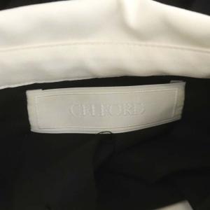 CELFORD 21AW Aラインプリーツワンピース ひざ丈 長袖 36 黒 白 ブラック ホワイト