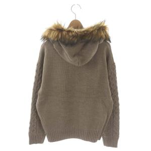 BLUE LABEL CRESTBRIDGE ケーブルニット ジップアップ パーカー フェイクファー 38 モカ