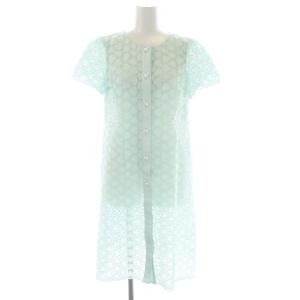 ハートモチーフシャツワンピース 膝丈 半袖 カットワーク 38 ミントグリーン 311322