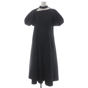 CELFORD 21AW ECOPETブロードアシメショルダーワンピース ロング マキシ丈 半袖 38 黒 ブラック