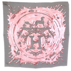 スカーフ プチカレ カレ45 PEINTURE FRAICHE ペンキ塗りたて シルク グレー ピンク