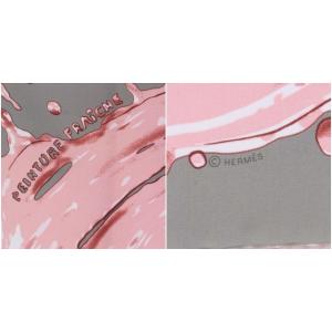 HERMES スカーフ プチカレ カレ45 PEINTURE FRAICHE ペンキ塗りたて シルク グレー ピンク