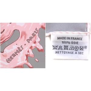 HERMES スカーフ プチカレ カレ45 PEINTURE FRAICHE ペンキ塗りたて シルク グレー ピンク