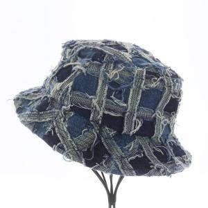 Supreme 23SS FRAYED PATCHWORK DENIM CRUSHER バケットハット インディゴ