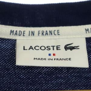 LACOSTE ロゴ刺繍鹿の子Tシャツ カットソー 半袖 コットン 4 青 水色 白