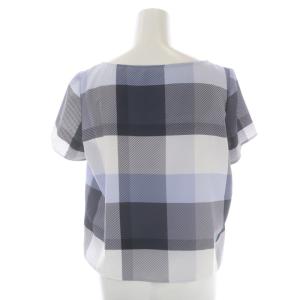 BLUE LABEL CRESTBRIDGE セットアップ 上下 チェック ブラウス 半袖 スカート 膝丈 フレア ベルト付き 38 サックスブルー 黒 白