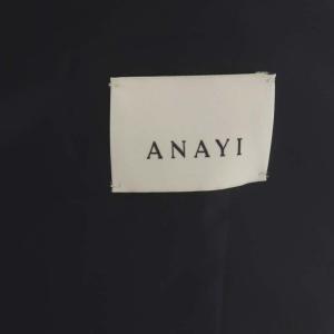 ANAYI 23SS ミックスツィードノーカラーハーフジャケット 38 ネイビー