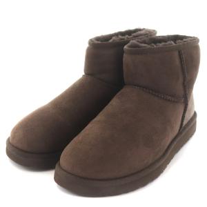 UGG australia CLASSIC MINI ムートンブーツ ショート シープスキン ロゴ US8 25.0cm 茶 ブラウン 5854