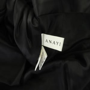 ANAYI フラワー刺繍 チェック ワンピース ロング 半袖 フレンチスリーブ ジャガード 38 黒 ブラック