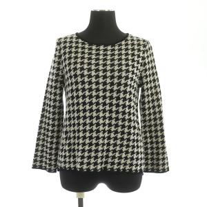 TO BE CHIC セットアップ上下 千鳥格子 ニット セーター 長袖 スカート ロング フレア 40 白 黒 ホワイト ブラック