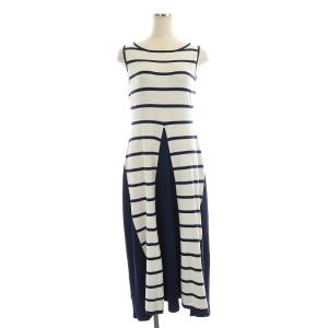 Diagram GRACE CONTINENTAL 21SS リブフレアsetワンピース ニット ロング ノースリーブ ボーダー カットソー 長袖 2点セット 36 紺 白