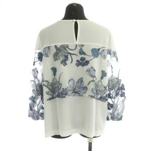 Diagram GRACE CONTINENTAL 21SS ブラウス 七分袖 プルオーバー フラワー刺繍 レース 36 白 紺 ホワイト ネイビー