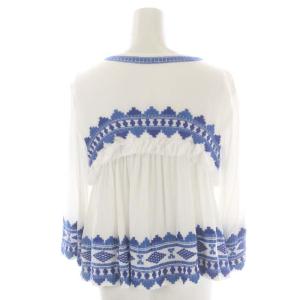 GRACE CONTINENTAL キカ刺繍シャツカーディガン 九分袖 36 白 青 ホワイト ブルー