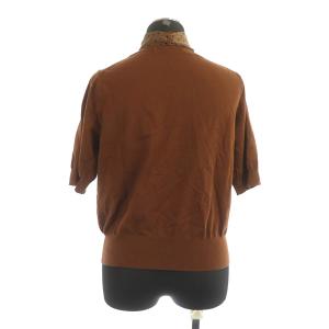 ANAYI ドット柄スカーフニット カットソー 半袖 ハイネック 38 茶 ブラウン