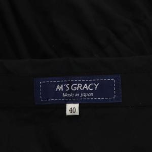 M'S GRACY フラワーモチーフワンピース ロング ミモレ丈 半袖 ウエストリボン付き 40 黒 ブラック