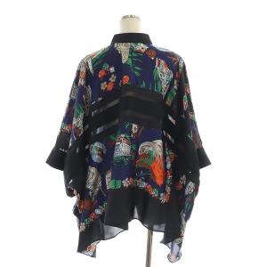 sacai 21SS Archive Print Mix Shirt シャツ 長袖 3 ブラック ネイビー