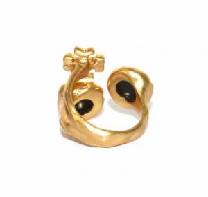 TORY BURCH ROXANNE SMALL RING リング 指輪 ストーン ロゴ 14号 ゴールド アクセサリー ジュエリー