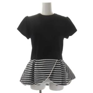 23SS ペプラムボーダーカットソー 切替 38 ブラック