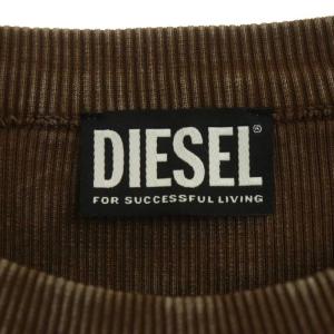 DIESEL T-RIBBERカットソー Tシャツ 長袖 クルーネック コットン混 L 茶 ブラウン