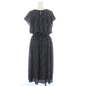 ANAYI シフォンワンピース ミモレ ロング フレンチスリーブ 水玉 ドット 2点セット キャミソール付き ウエストシャーリング 38