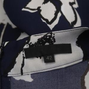 TO BE CHIC フラワーボンボンプリントブラウス 半袖 42 紺 白 黒