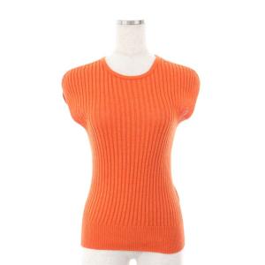 21SS ワシリブフレンチスリーブ プルオーバー ニット カットソー 38 オレンジ