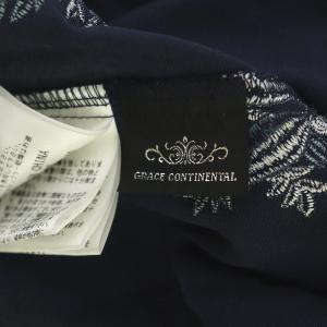 GRACE CONTINENTAL フラワー刺繍シャツワンピース ロング ミモレ 長袖 花柄 36 紺 ネイビー