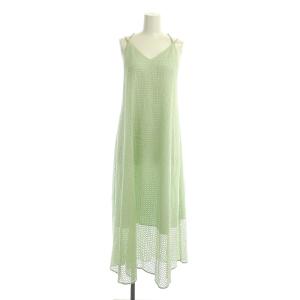 23SS メッシュレースキャミワンピース ロング 36 緑 グリーン