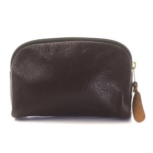 IL BISONTE レザーポーチ 小物入れ ロゴ型押し ダークブラウン 54182304195 32