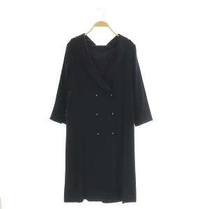 トリアセタキシードワンピース 2WAY ひざ丈 九分袖 ビジュー 36 黒 ブラック