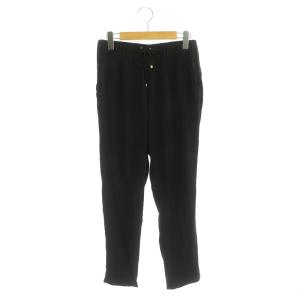 シルクサテンドロストパンツ イージー テーパード 黒 ブラック