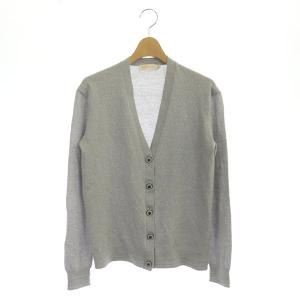ロゴボタン Vネックカーディガン ニット 長袖 XS グレー