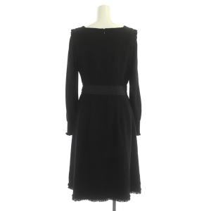 TO BE CHIC 2WAY ツイード ニット切替 ワンピース ロング 長袖 ノースリーブ フリル 38 黒 ブラック