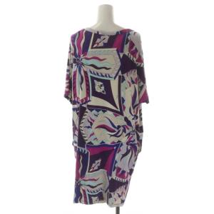 Emilio Pucci プッチ柄 ドルマンワンピース ひざ丈 半袖 ボートネック 36 M マルチカラー