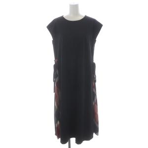 ノースリーブワンピース ミモレ丈 ロング チェック 36 黒 ブラック マルチカラー