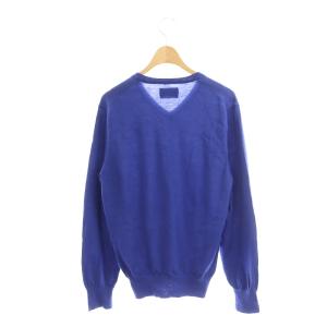 LANVIN コレクション COLLECTION カシミヤ Vネックニット カットソー 長袖 M 青 ブルー