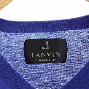 LANVIN コレクション COLLECTION カシミヤ Vネックニット カットソー 長袖 M 青 ブルー