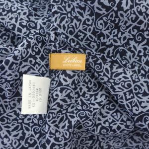 Leilian WHITE LABEL ボタニカル柄チュニックブラウス 長袖 バンドカラー タック 13 紺 ネイビー