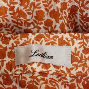 Leilian 23SS リバティフラワーブラウス シャツ 長袖 リネン混 11 茶 白 ブラウン ホワイト