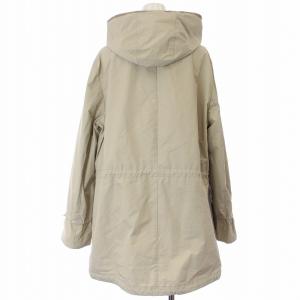 Leilian BASLER ナイロンコート ライトアウター マウンテンパーカ ジップアップ スナップボタン ミドル フード付き ベージュ