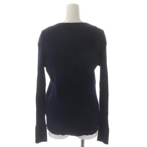 L'Appartement RIB V-NECK PULL ニット カットソー 長袖 カシミヤ混 リブ Vネック 紺 ネイビー