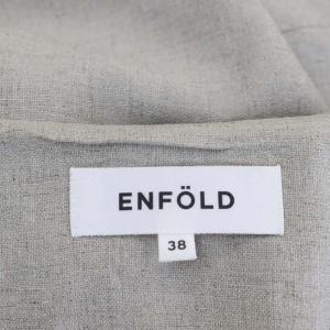 ENFOLD リネンライク ランダムヘムプルオーバー カットソー Vネック 八分袖 38 ライトグレージュ